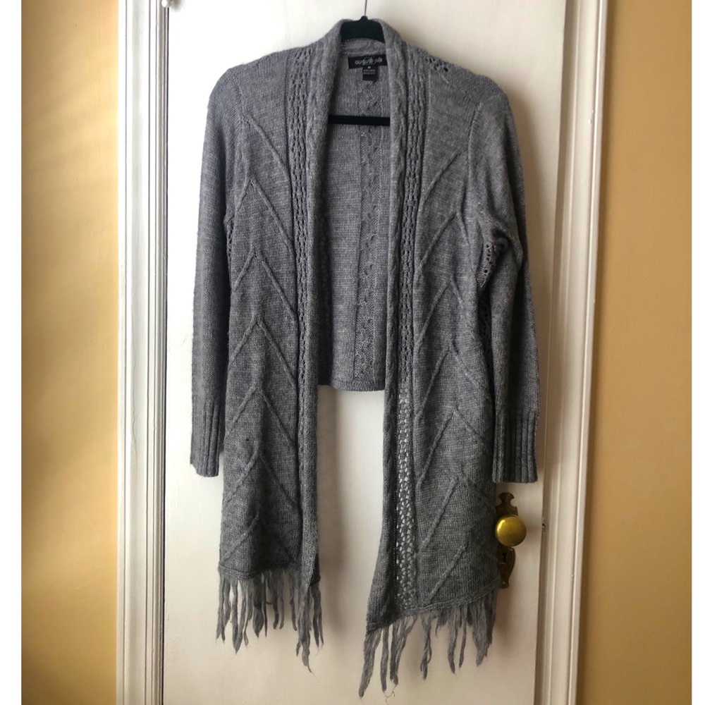 August Silk Open Cardigan with Tassels